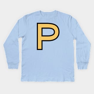 Funky Yellow Letter P Kids Long Sleeve T-Shirt